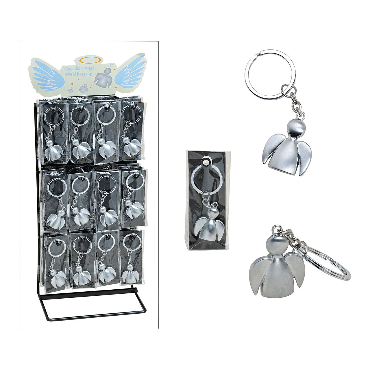 Porte-clés ange en métal, 3 cm