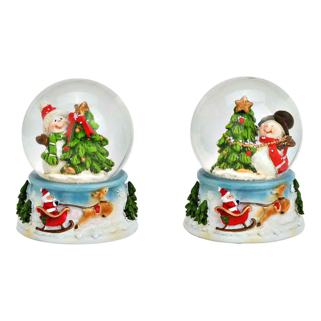 Schneekugel Schneemann Weihnachtsmotiv aus Glas/Poly, 2-fach, Bunt (B/H/T) 5x6x5cm