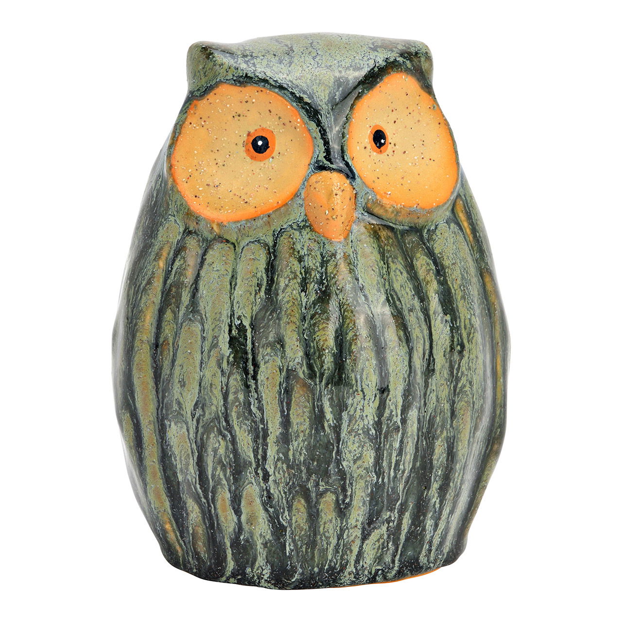 Hibou en faïence, vert (L/H/P) 11x10x10cm