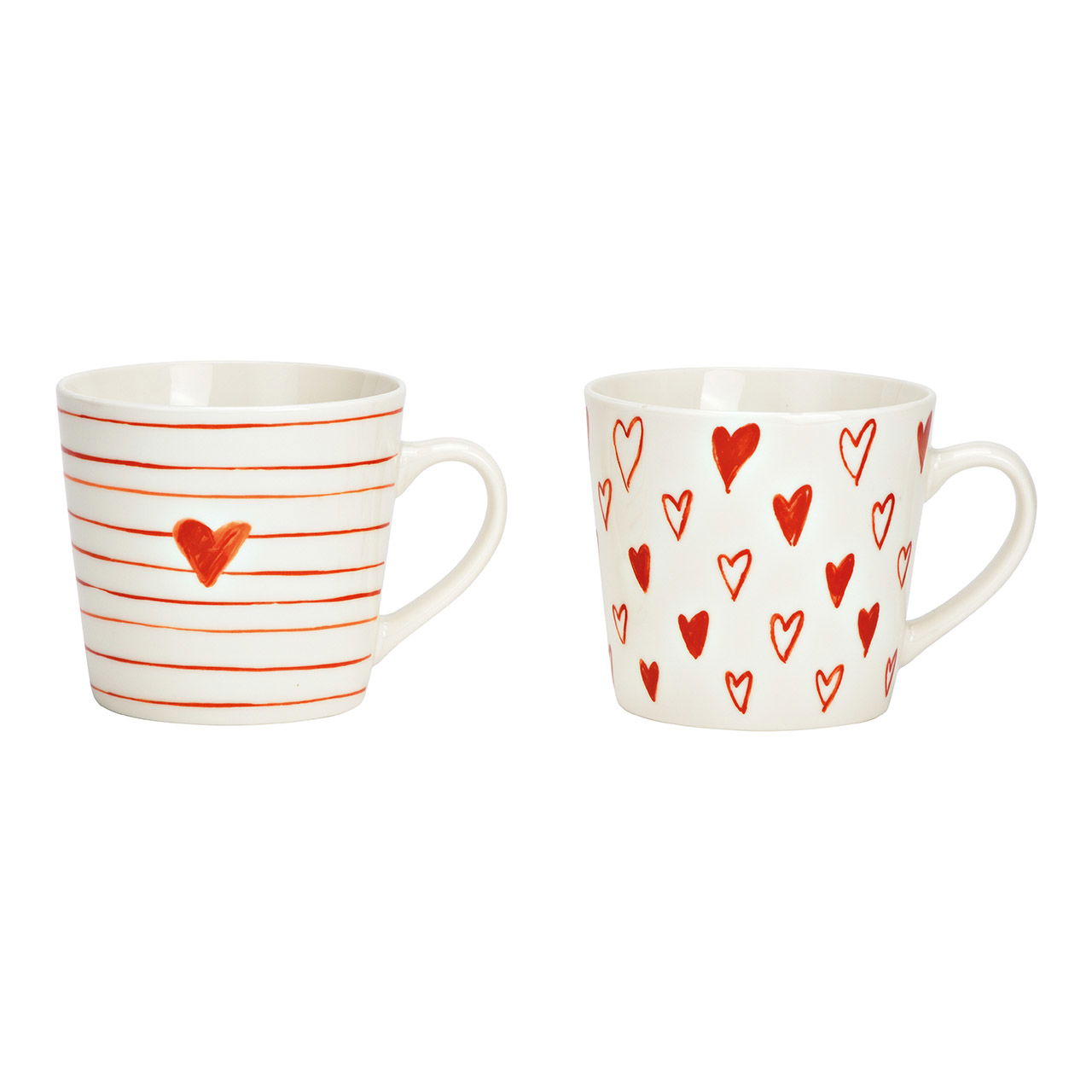 Jumbo Gobelet décor coeur en porcelaine blanche 2 fois, (L/H/P) 15x10x10cm