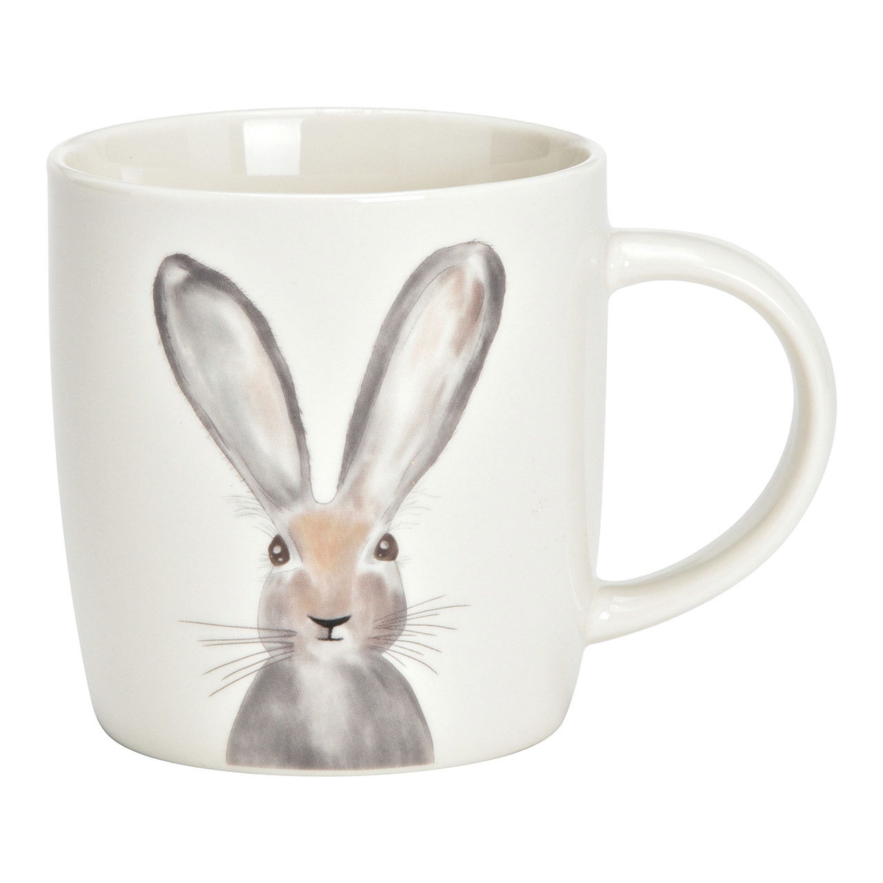 Tazza coniglio in porcellana, bianco/grigio (L/H/D) 12x9x9cm 350ml