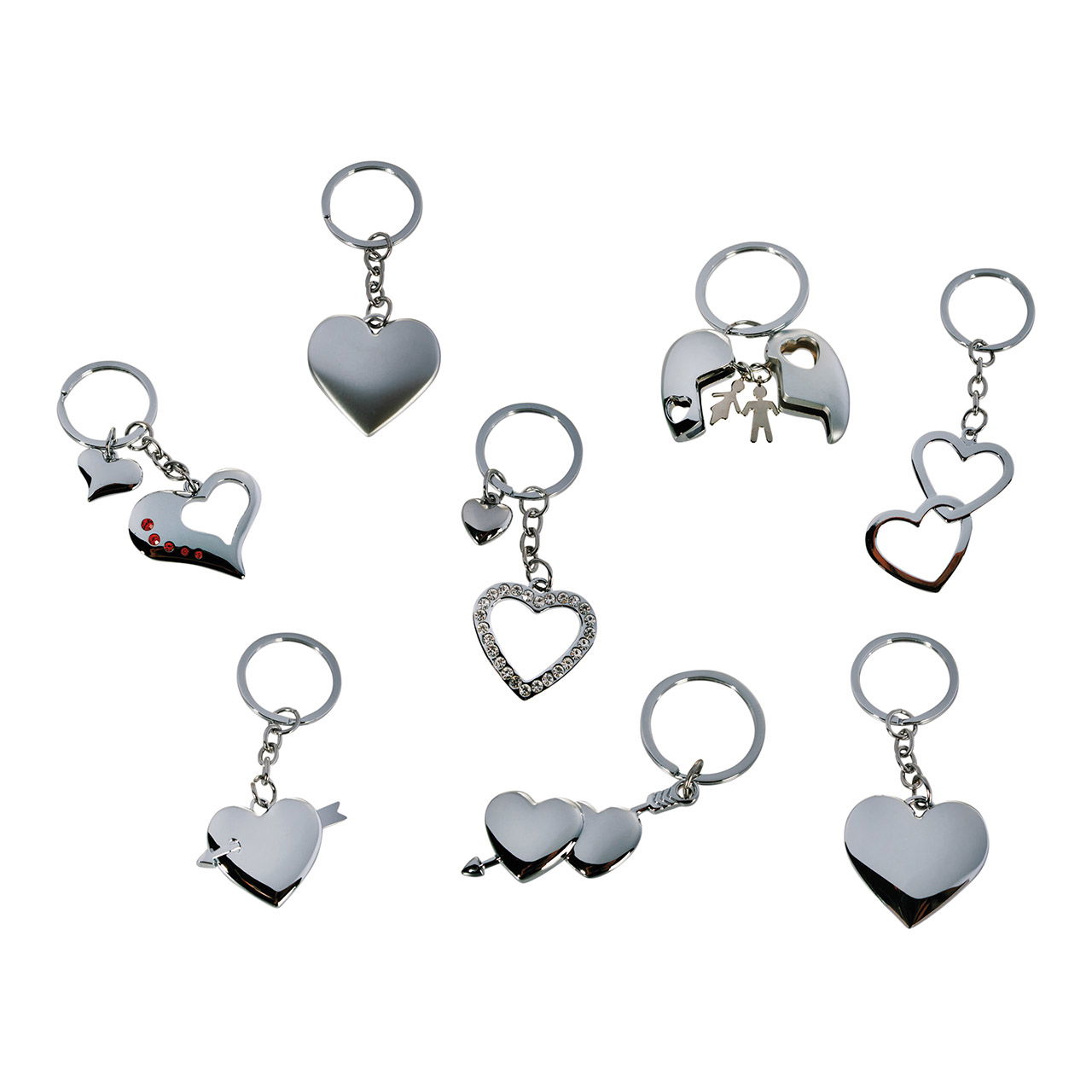 Porte-clés coeur en métal, 8 couleurs, 3 cm