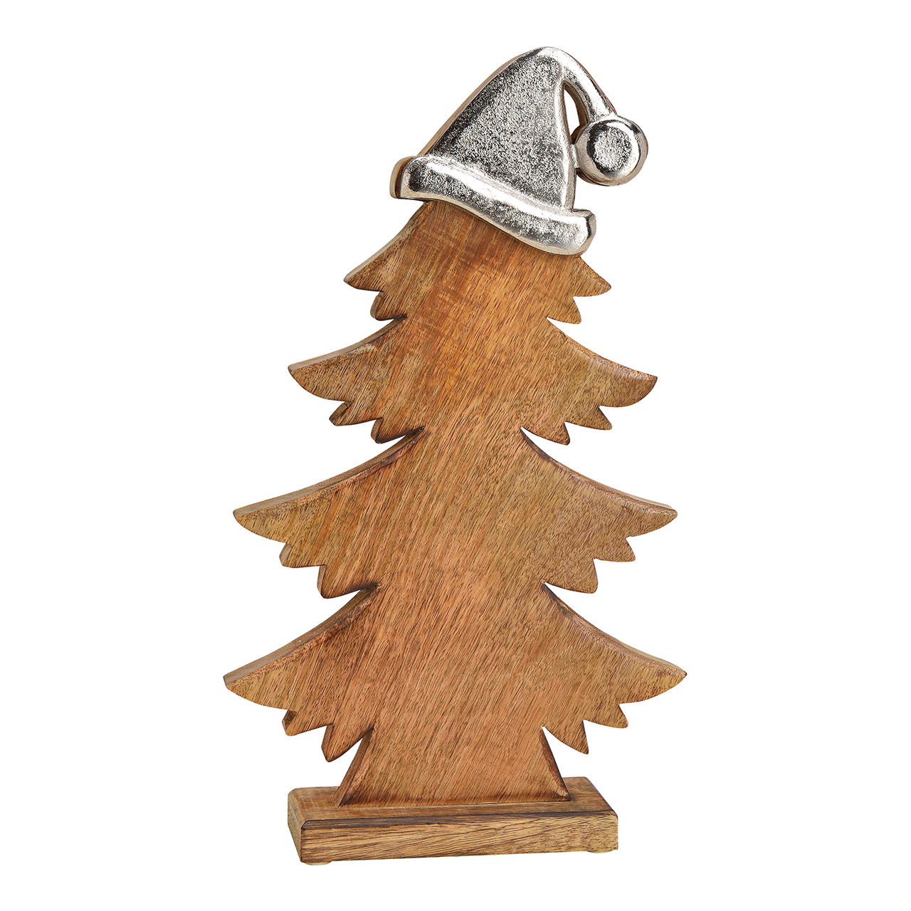 Albero di Natale in legno di mango con cappuccio in metallo Marrone (L/H/D) 27x45x7cm