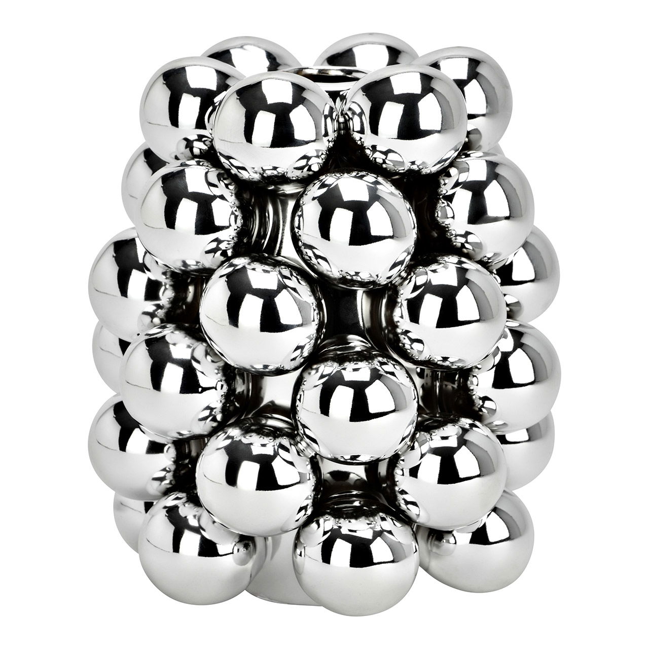 Vaso a bolla in porcellana, argento (L/H/D) 14x17x14cm