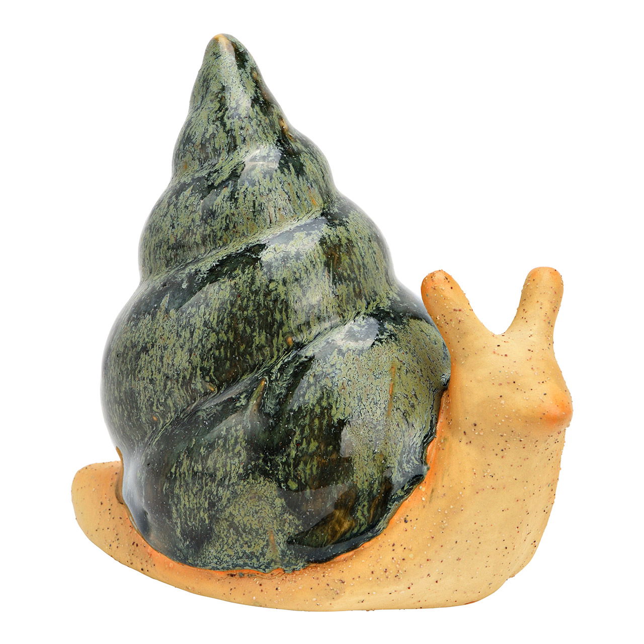 Escargot en faïence, vert/beige (L/H/P) 16x15x11cm