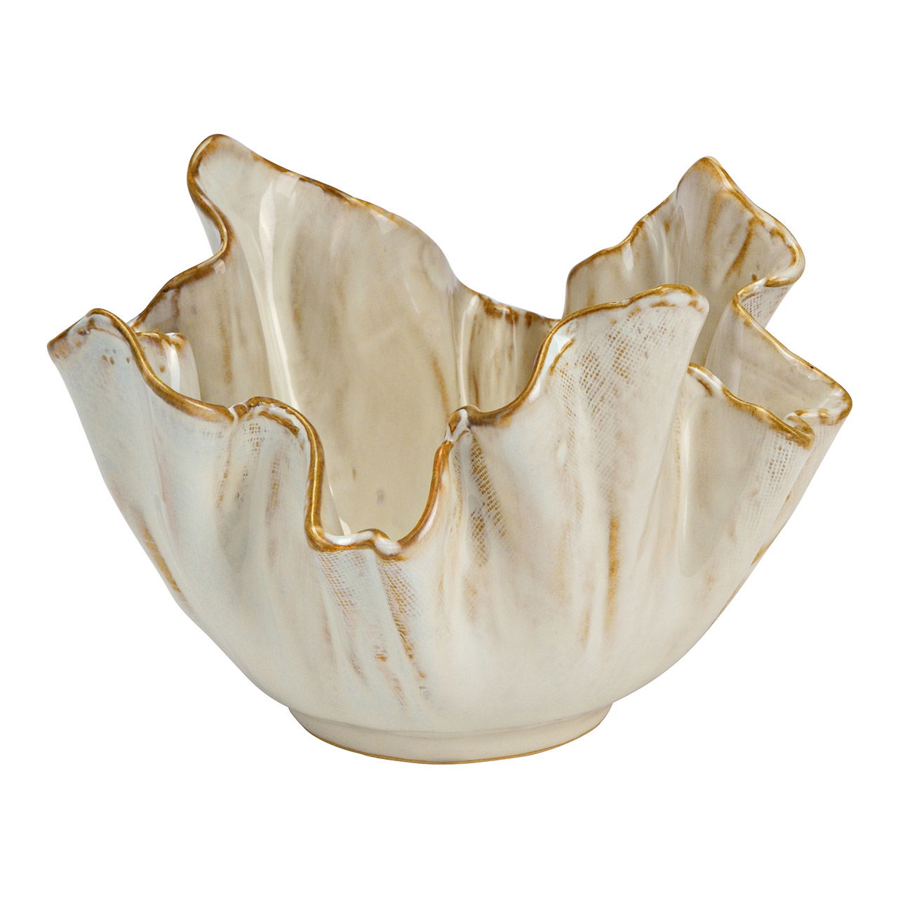 Schale aus Keramik, Beige (B/H/T) 16x11x15cm