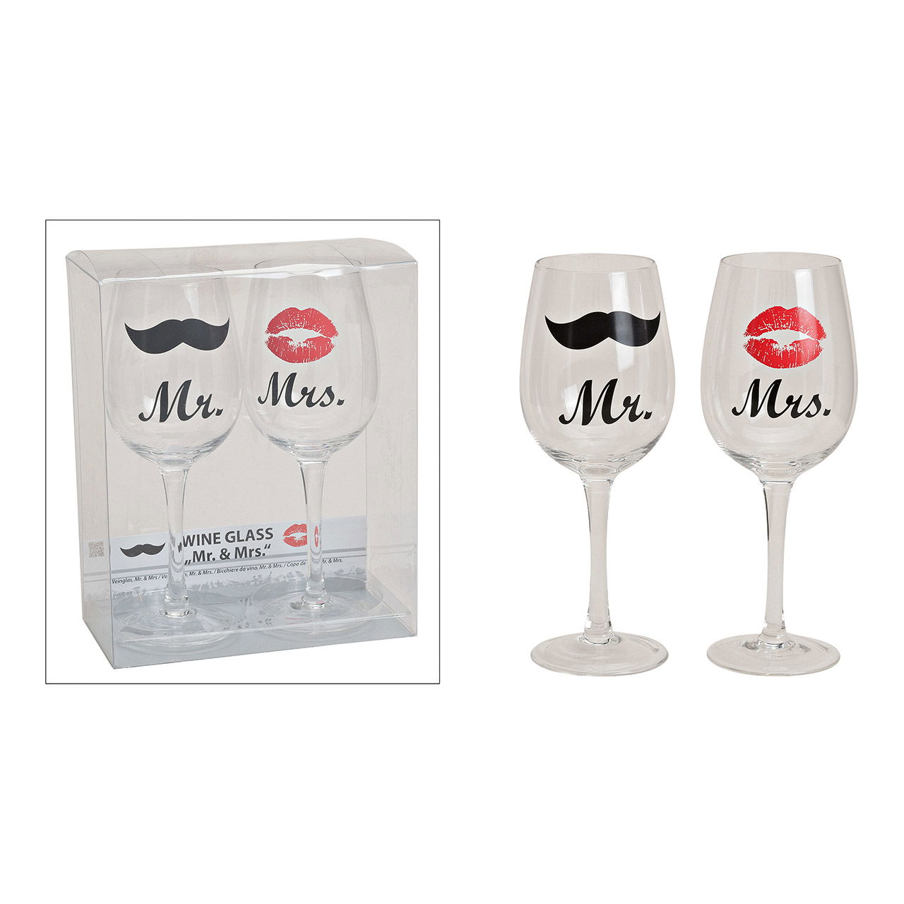 Weingläser set Mr/Mrs, 2-teilig 430 ml, B22 cm
