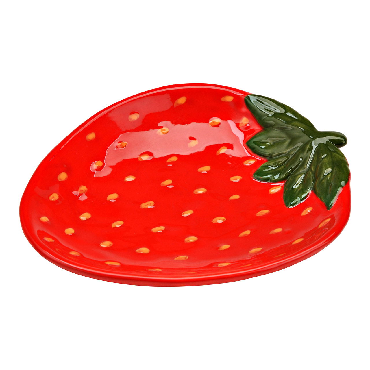 Decoratief keramisch aardbeienbord, rood (B/H/D) 13x2x16cm