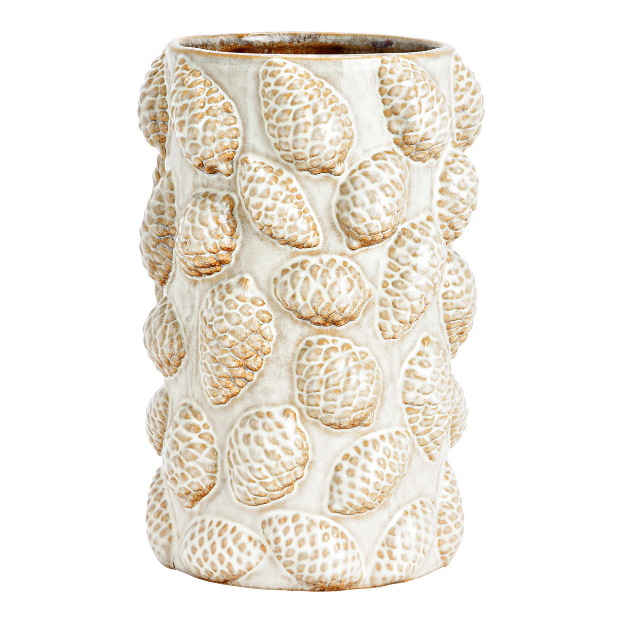 Vaso decorativo a pigna in porcellana, bianco/marrone (L/H/D) 16x25x16cm
