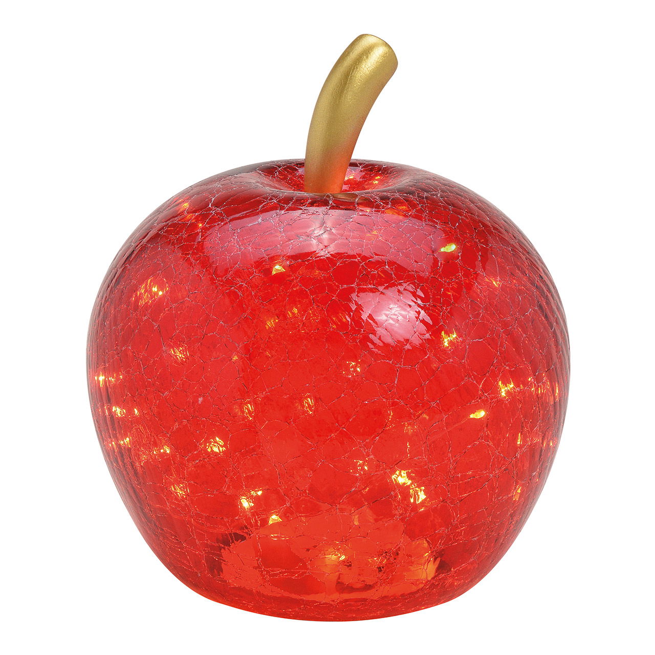 Apple with 40 LEDs, with timer, made of red glass (W/H/D) 27x30x27cm