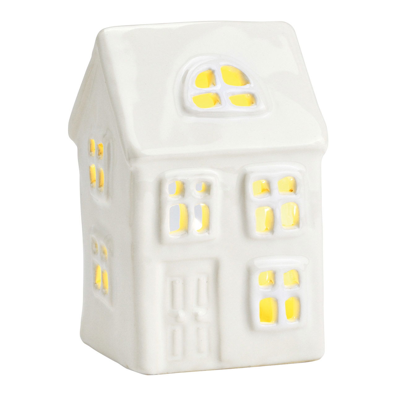 Casita linterna de gres, blanca (A/A/P) 8x12x7cm