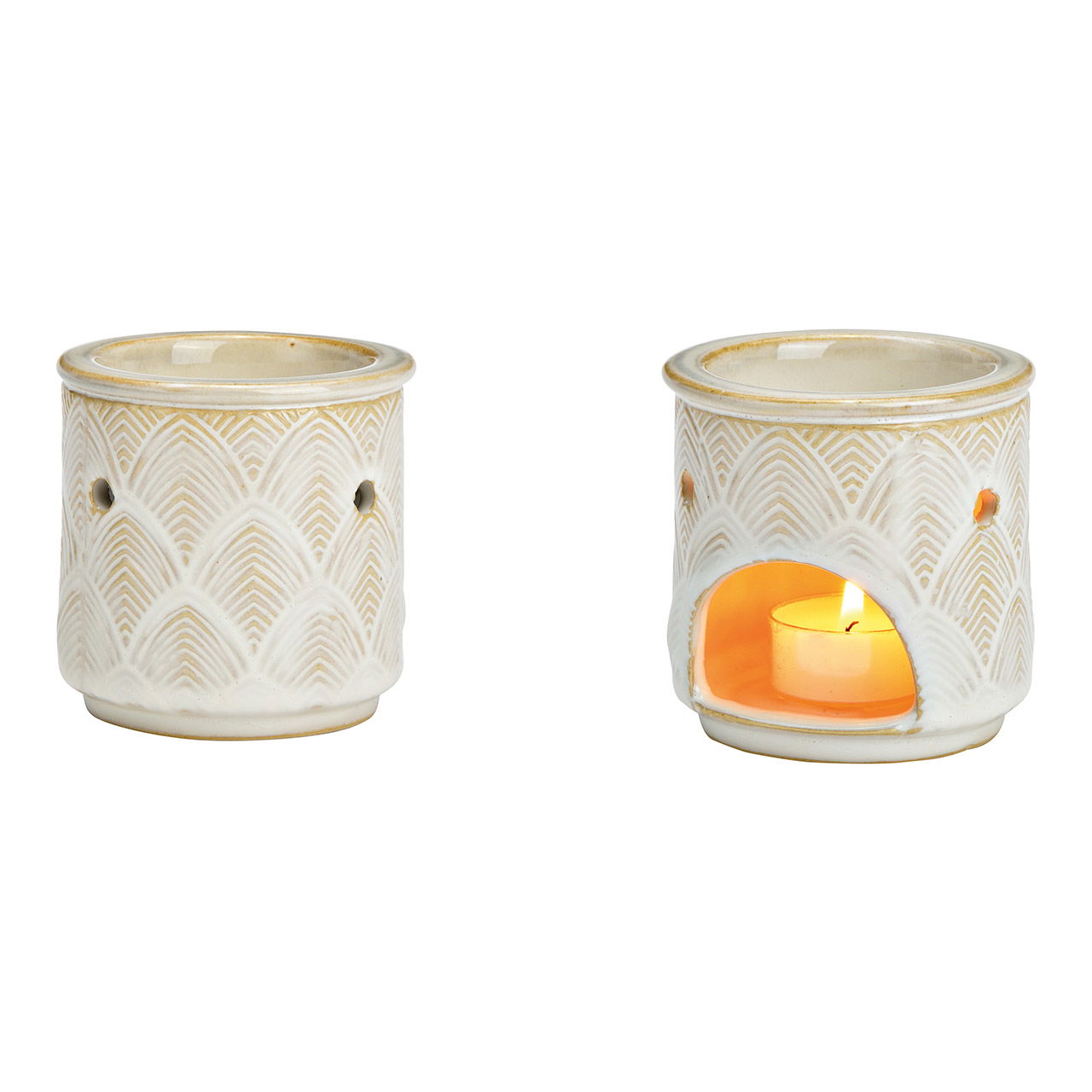 White ceramic fragrance lamp (W/H/D) 8x9x8cm