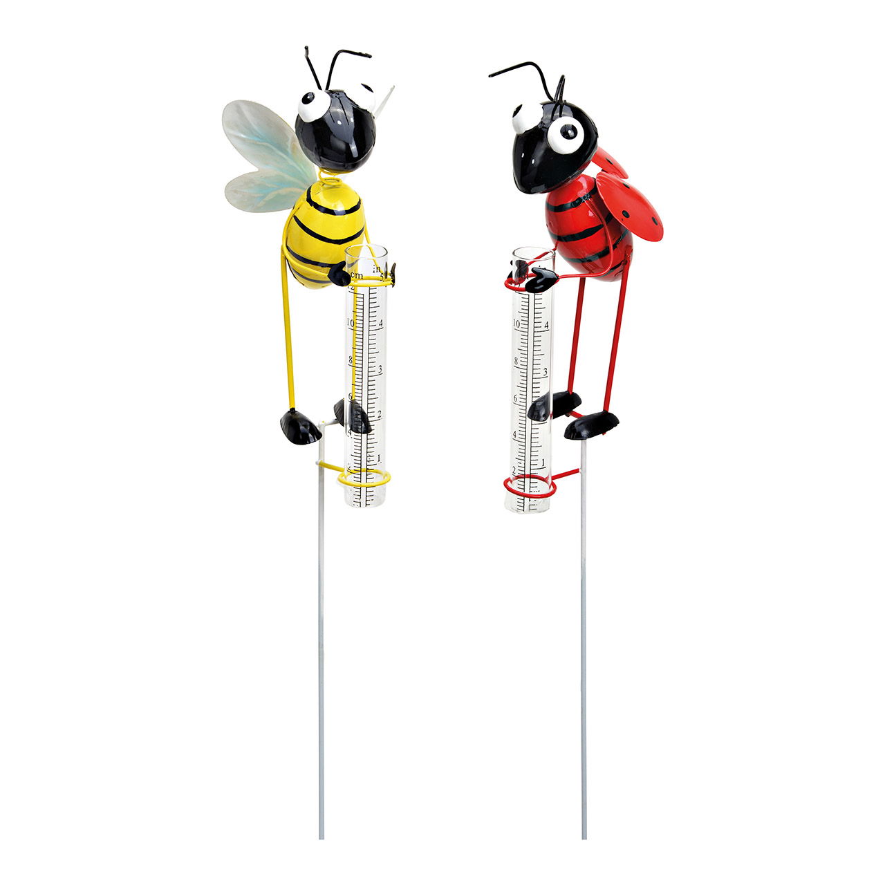 Prise Coccinelle, Abeille, avec pluviomètre en verre métallique Rouge, jaune, 2 fois, (L/H/P) 9x85x9cm