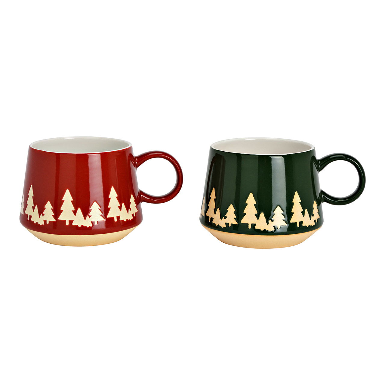 Tazza decorativa per albero di Natale in gres, 2 pieghe, rosso/verde (L/H/D) 14x8x10cm 440ml