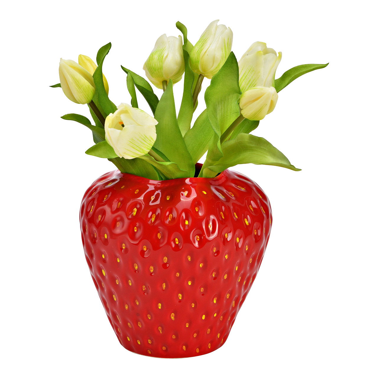 Aardbeivaas van keramiek, rood (B/H/D) 16x17x17cm