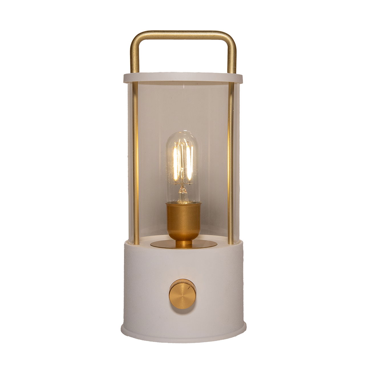 Lanterne IP44 blanc chaud avec variateur, LED incluse, 80cm de câble USB en plastique, blanc mat (L/H/P) 11x25x11cm