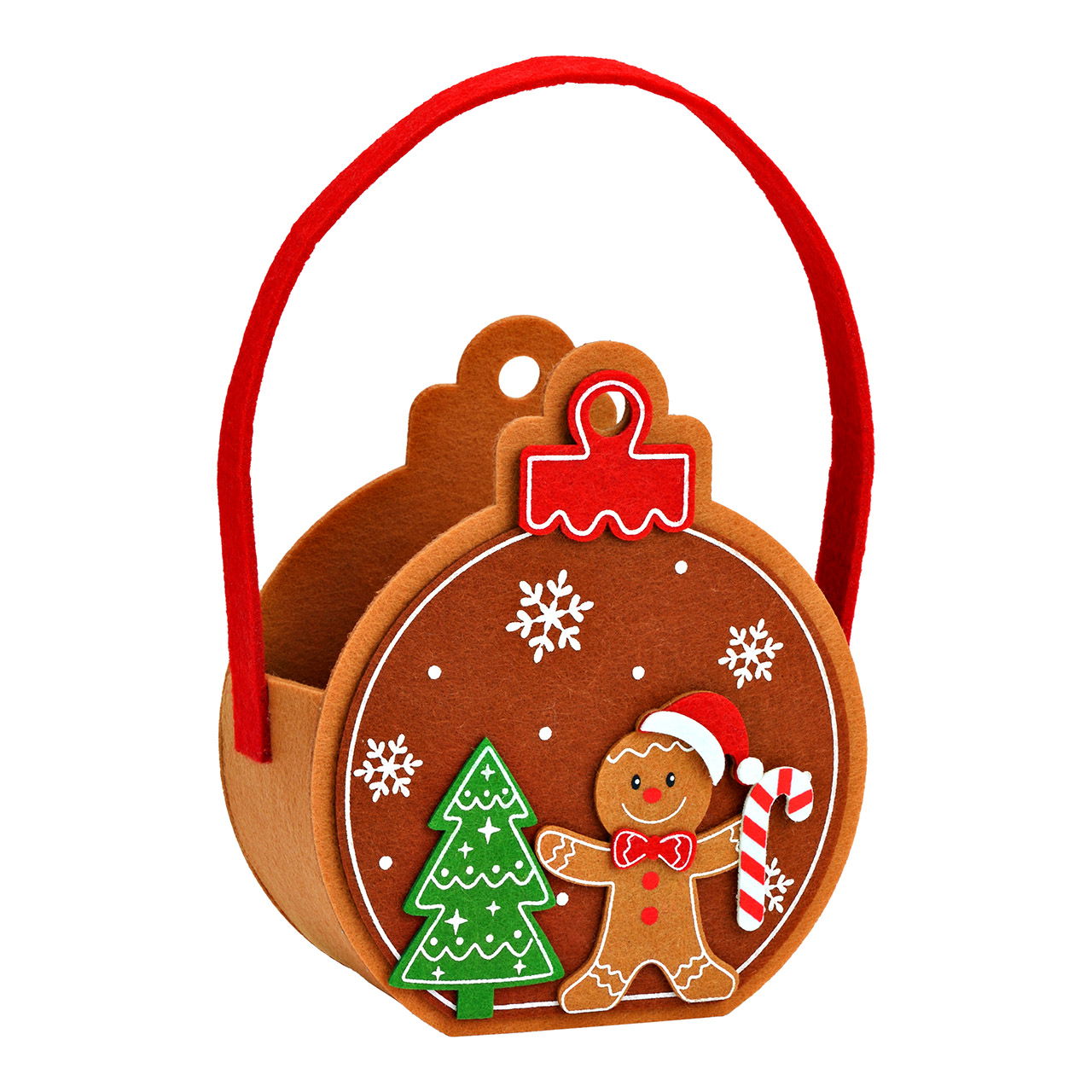 Tasche Weihnachts Dekor aus Filz, Braun (B/H/T) 15x25x7cm
