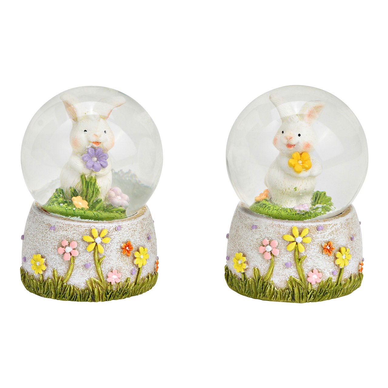 Schneekugel Hase aus Poly/Glas, 2-fach, Weiß (B/H/T) 4x6x4cm