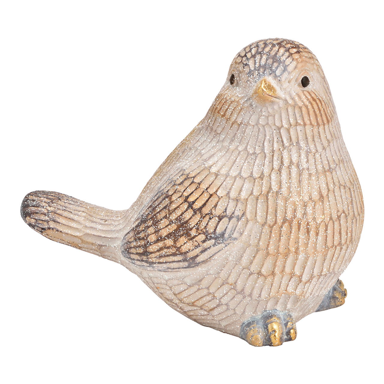 Pájaro con purpurina de arcilla champán (A/A/P) 21x17x14cm