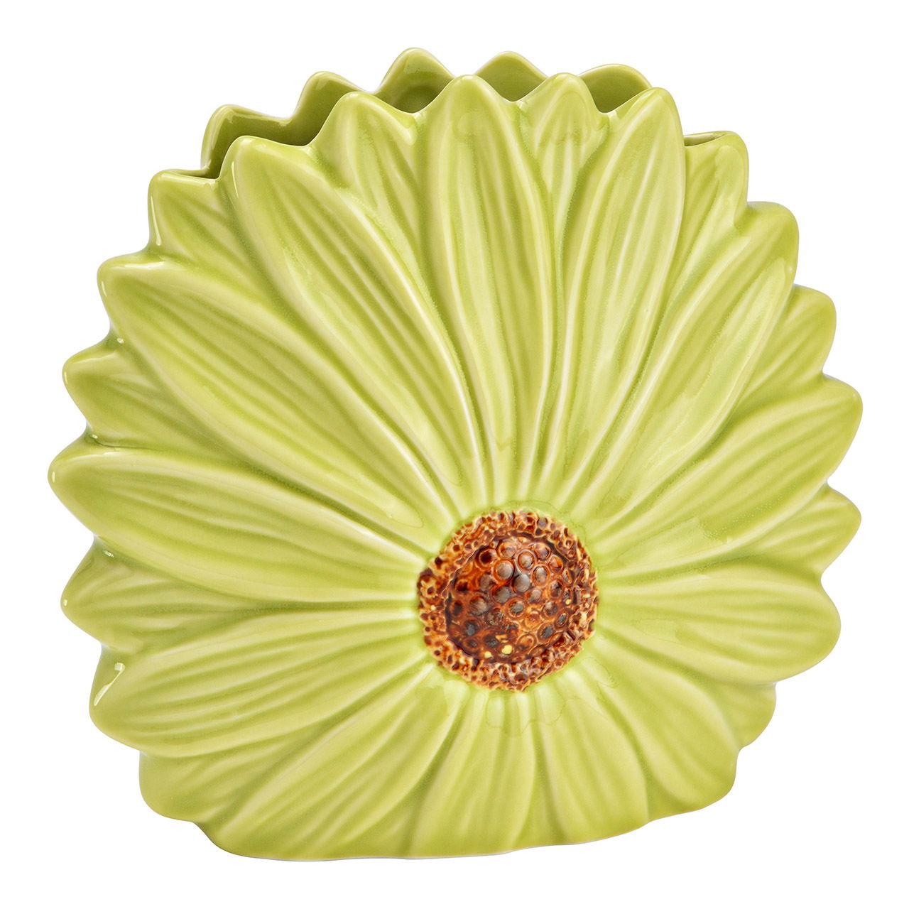 Jarrón de cerámica en forma de flor, verde (A/A/P) 17x16x7cm
