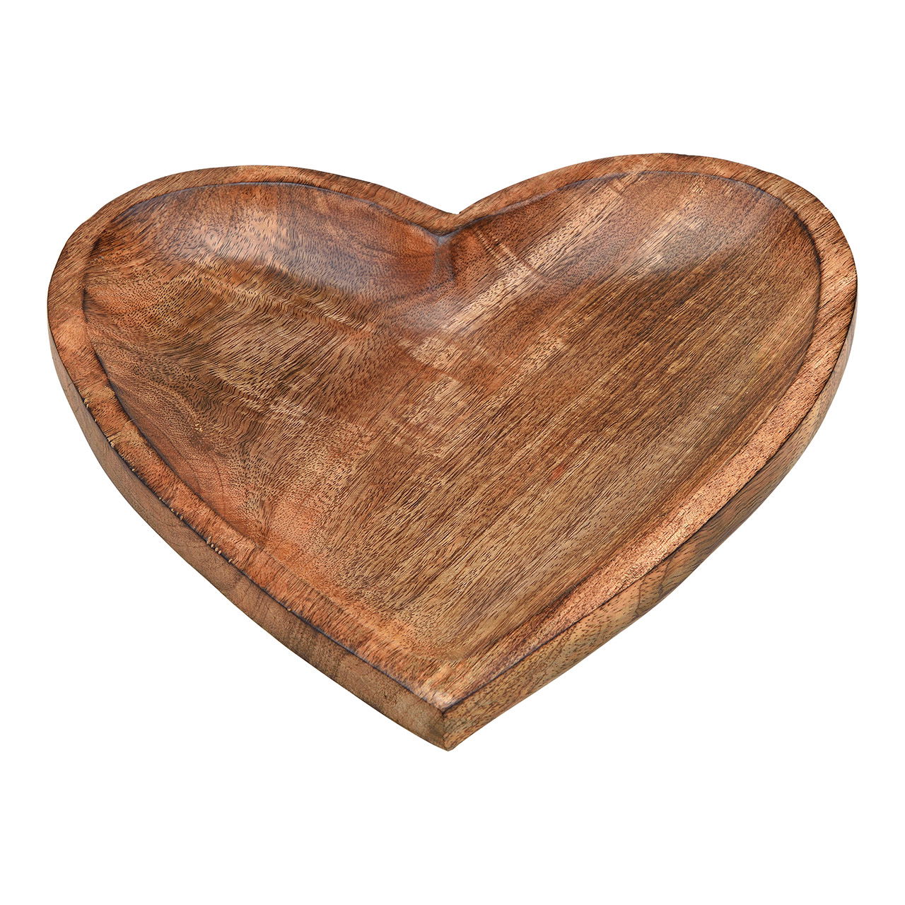 Decorative mango wood heart bowl made of brown wood (W/H/D) 26x3x26cm