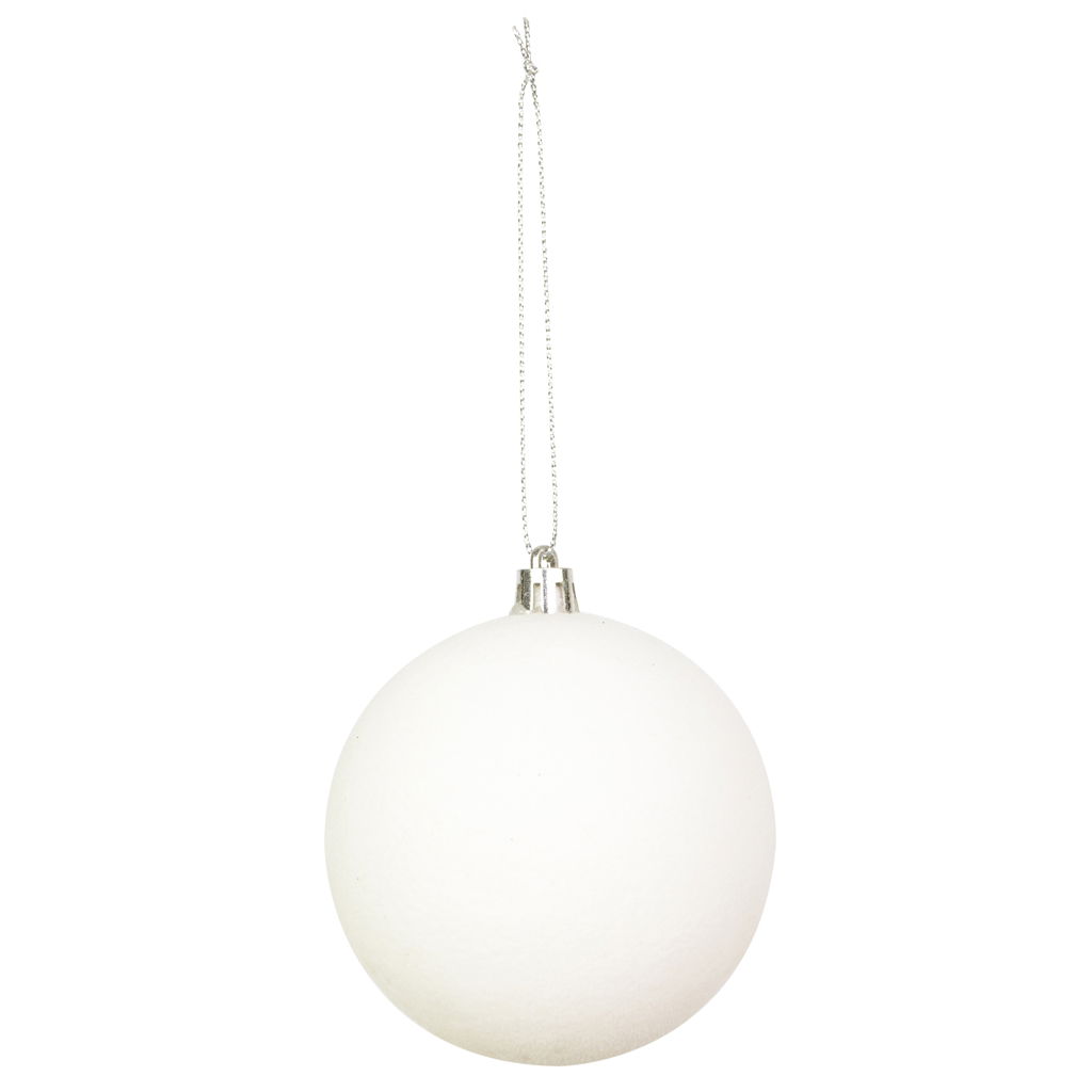 Deko-Samtkugeln, Kunststoff, 8 cm, 3 Stck./ Pckg, weiß