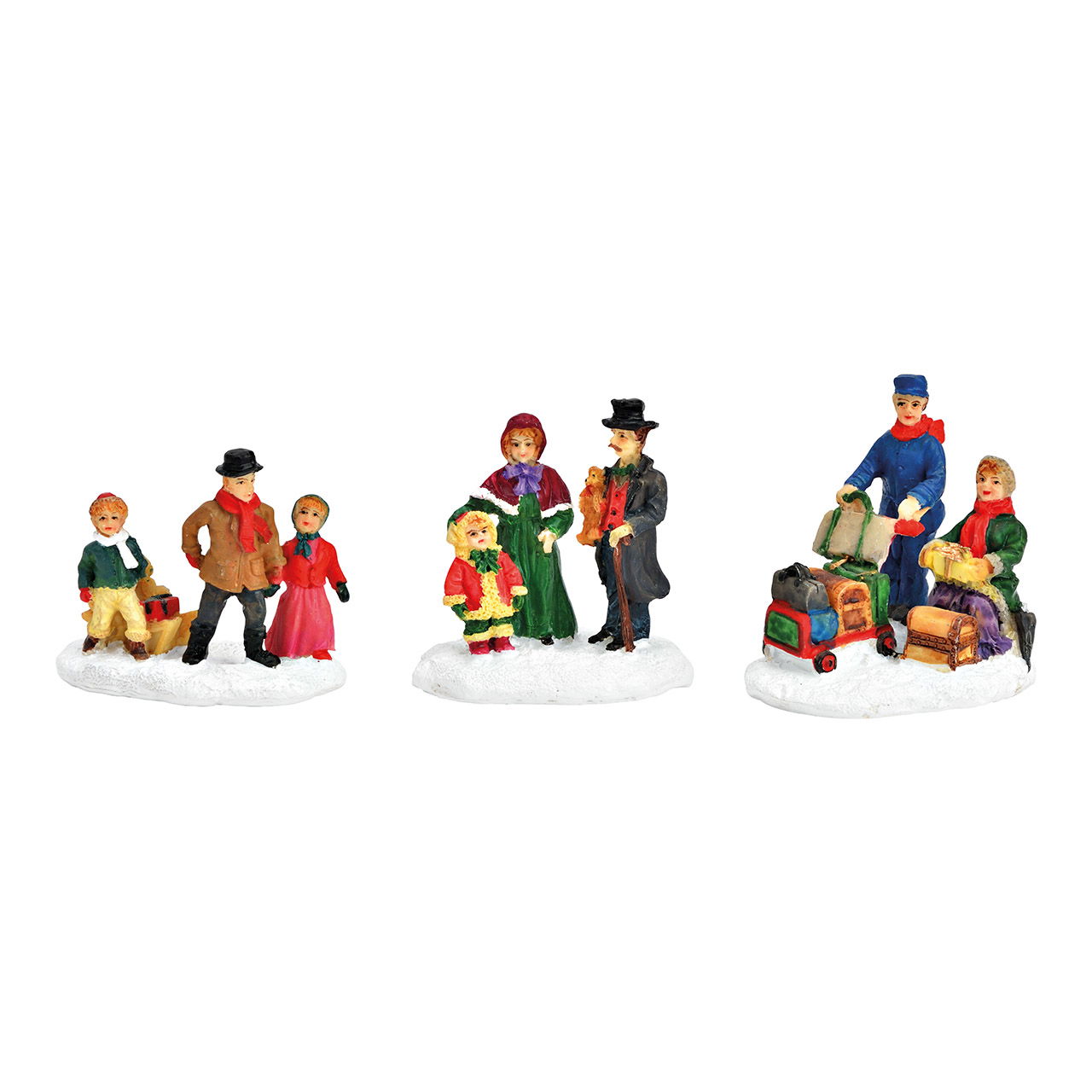 Figurine miniature groupe en poly multicolore 3 fois, (L/H/P) 7x6x4cm