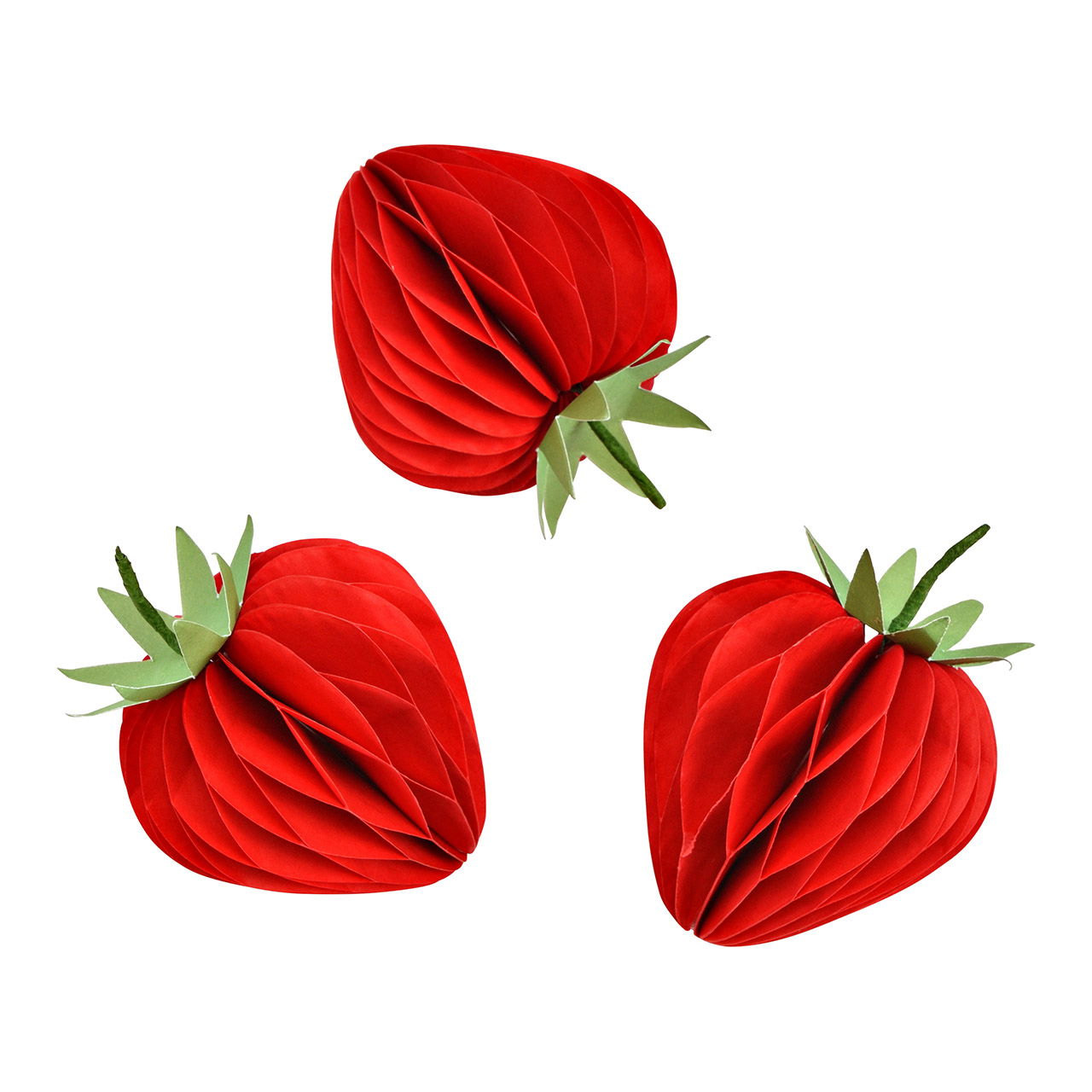 Honingraat aardbei hanger 6x8x6cm van papier/karton, set van 6, rood (B/H/D) 20x7x14cm
