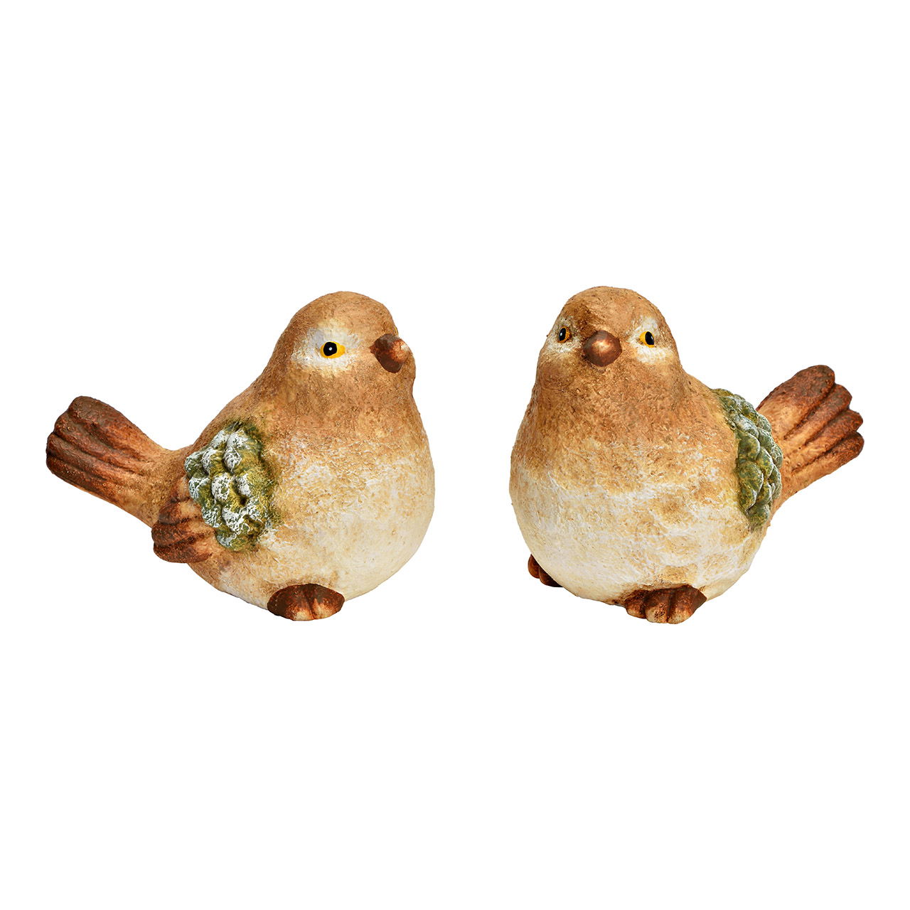 Figur Vogel aus Ton, 2-fach, Braun (B/H/T) 13x9x8cm