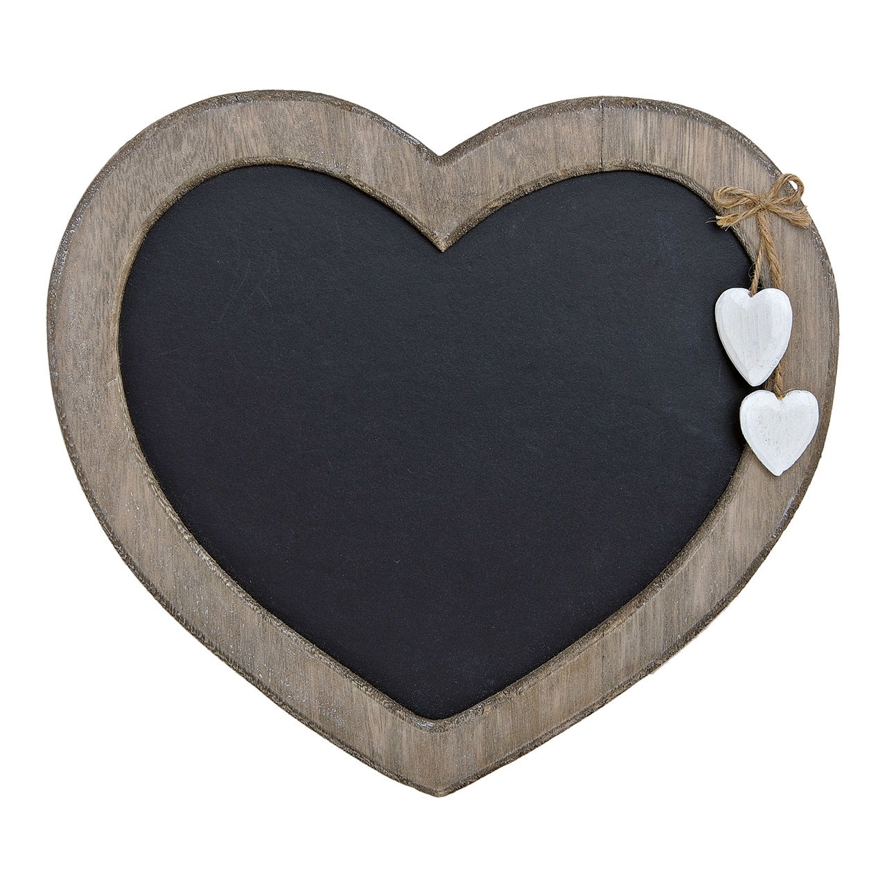 Tablero de notas de madera con dos corazones, marrón/negro (ancho/negro) 30x27cm