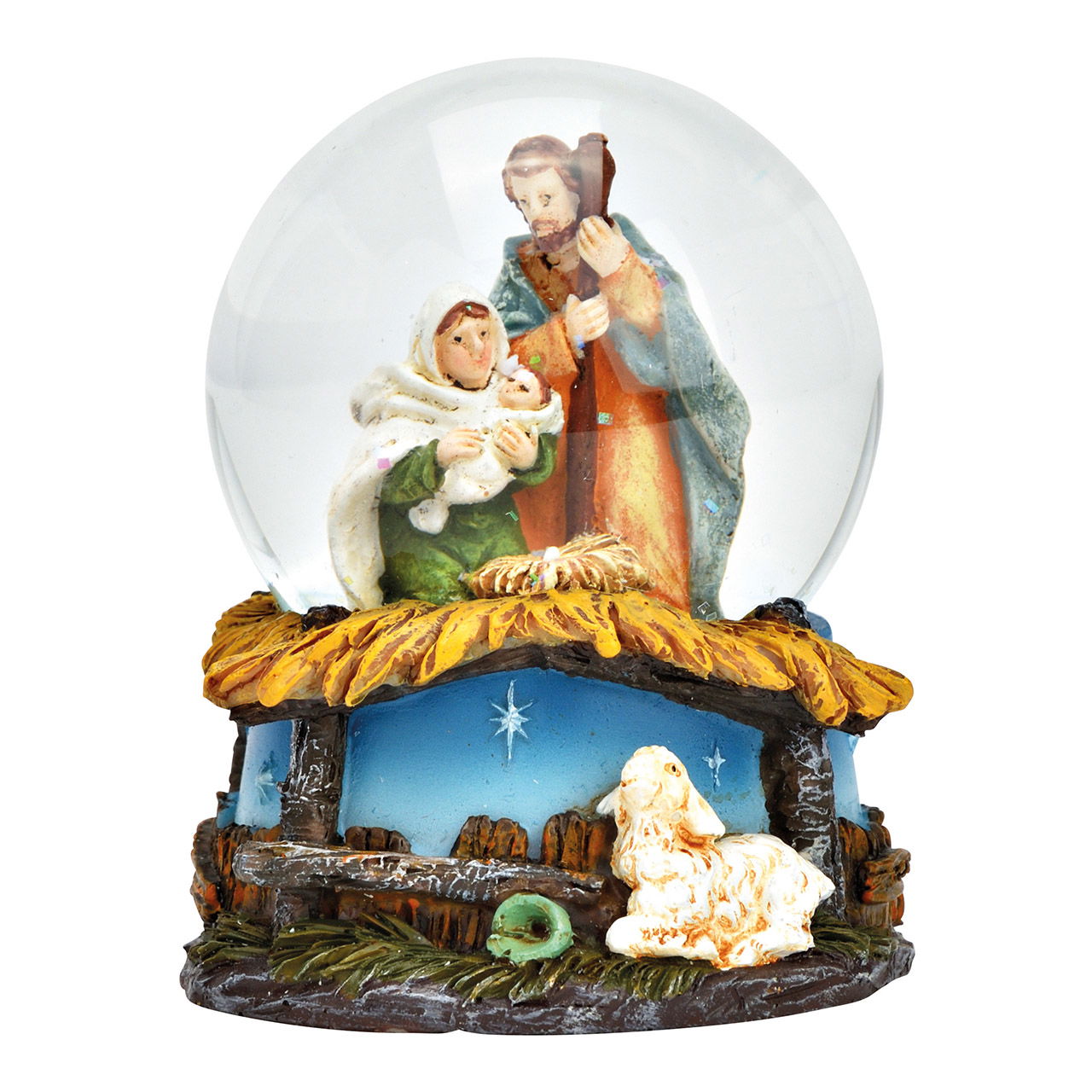 Sneeuwbolbedje van poly, gekleurd glas (B/H/D) 7x9x7cm