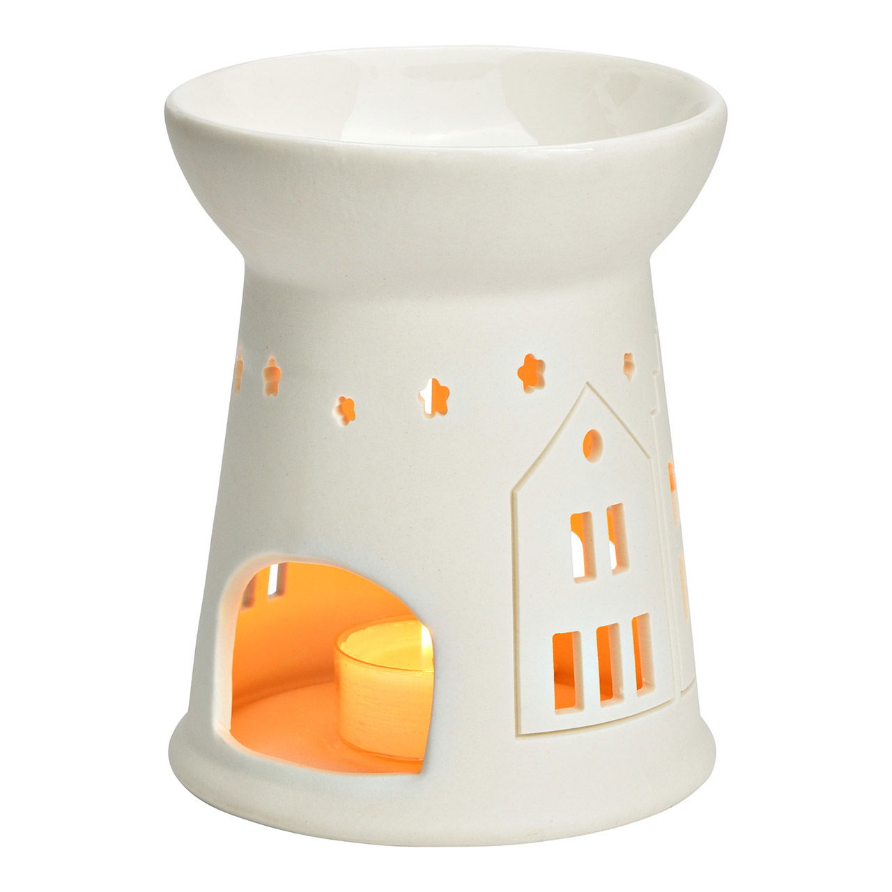 Brûle-parfum Maison Décor en porcelaine, Blanc (L/H/P) 10x12x10cm