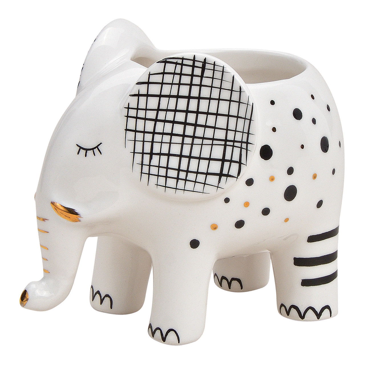 Pot de fleurs éléphant en céramique blanc (L/H/P) 12x9x10cm
