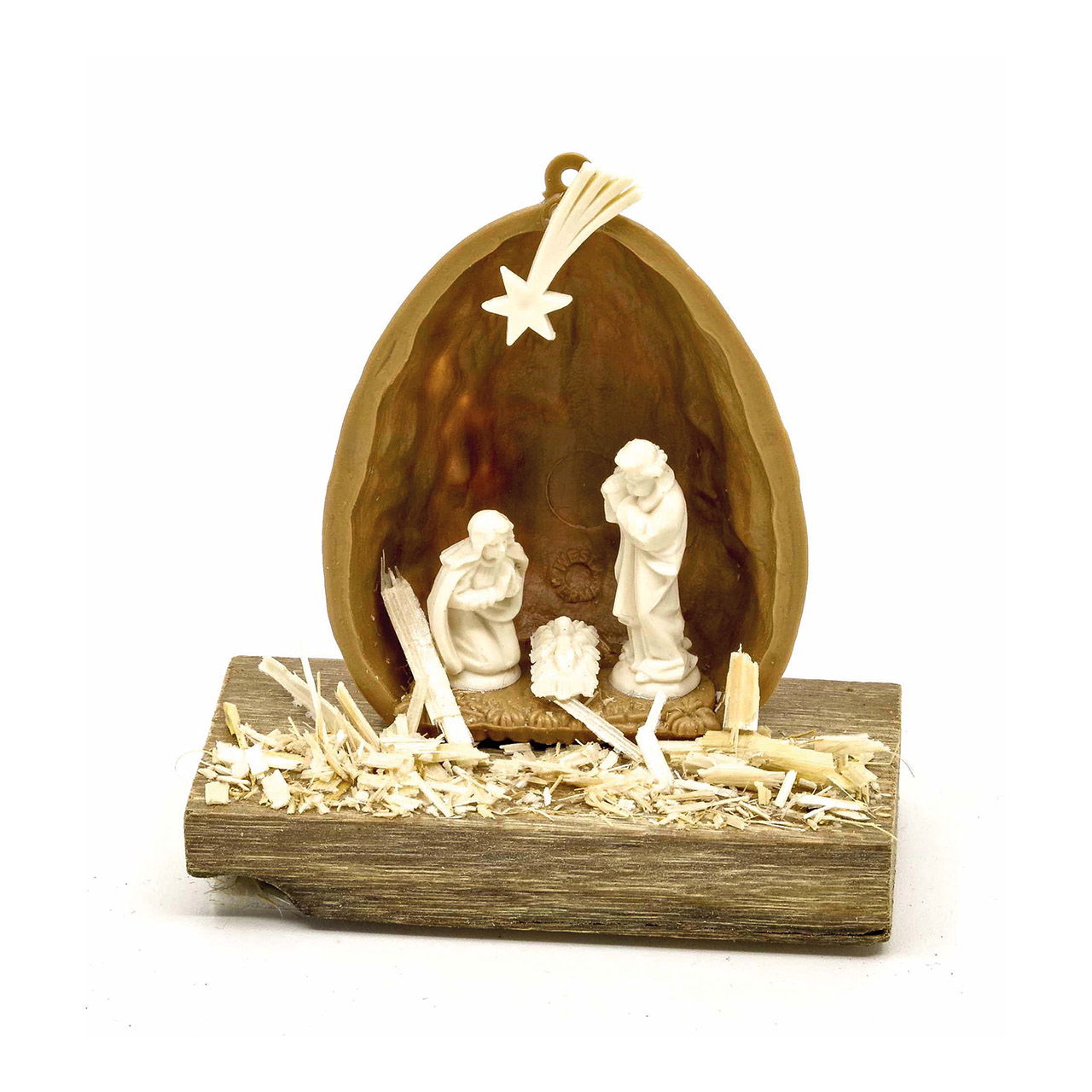 Culla in noce a metà su pannello di legno, da incollare, in plastica, legno marrone (L/H/D) 5x5x2cm