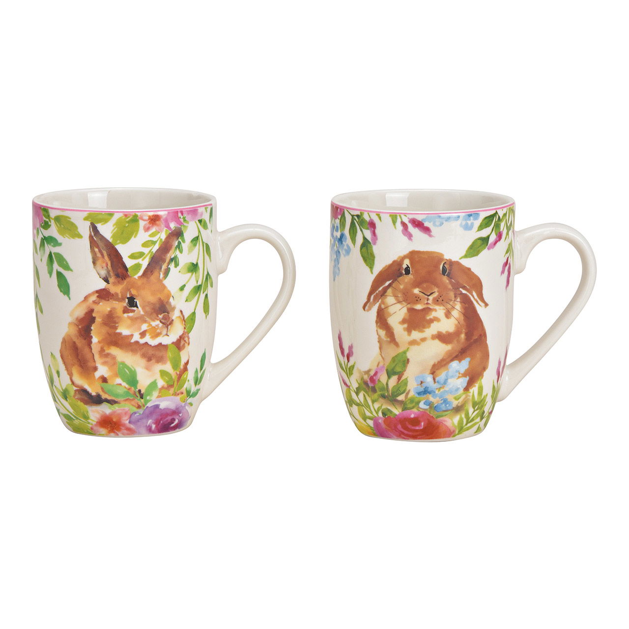 Tazza coniglio in porcellana colorata a 2 pieghe, (L/H/D) 12x10x8cm 350ml