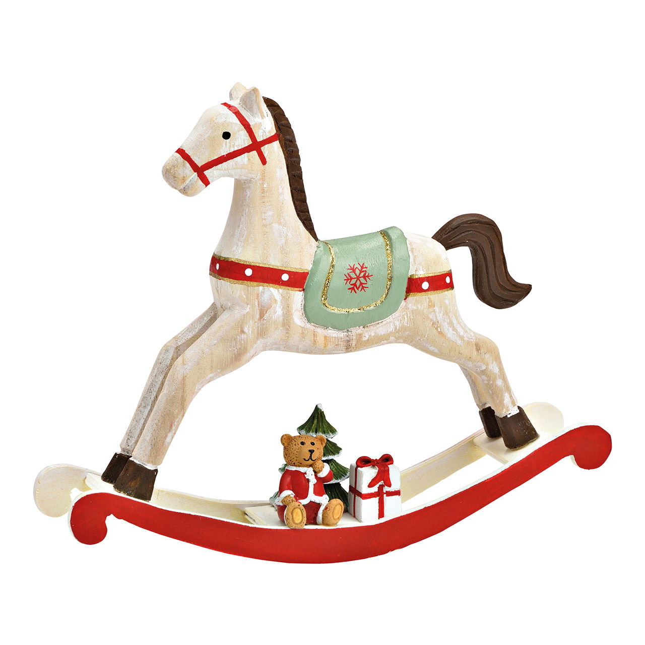 Cheval à bascule en bois coloré (L/H/P) 21x18x4cm