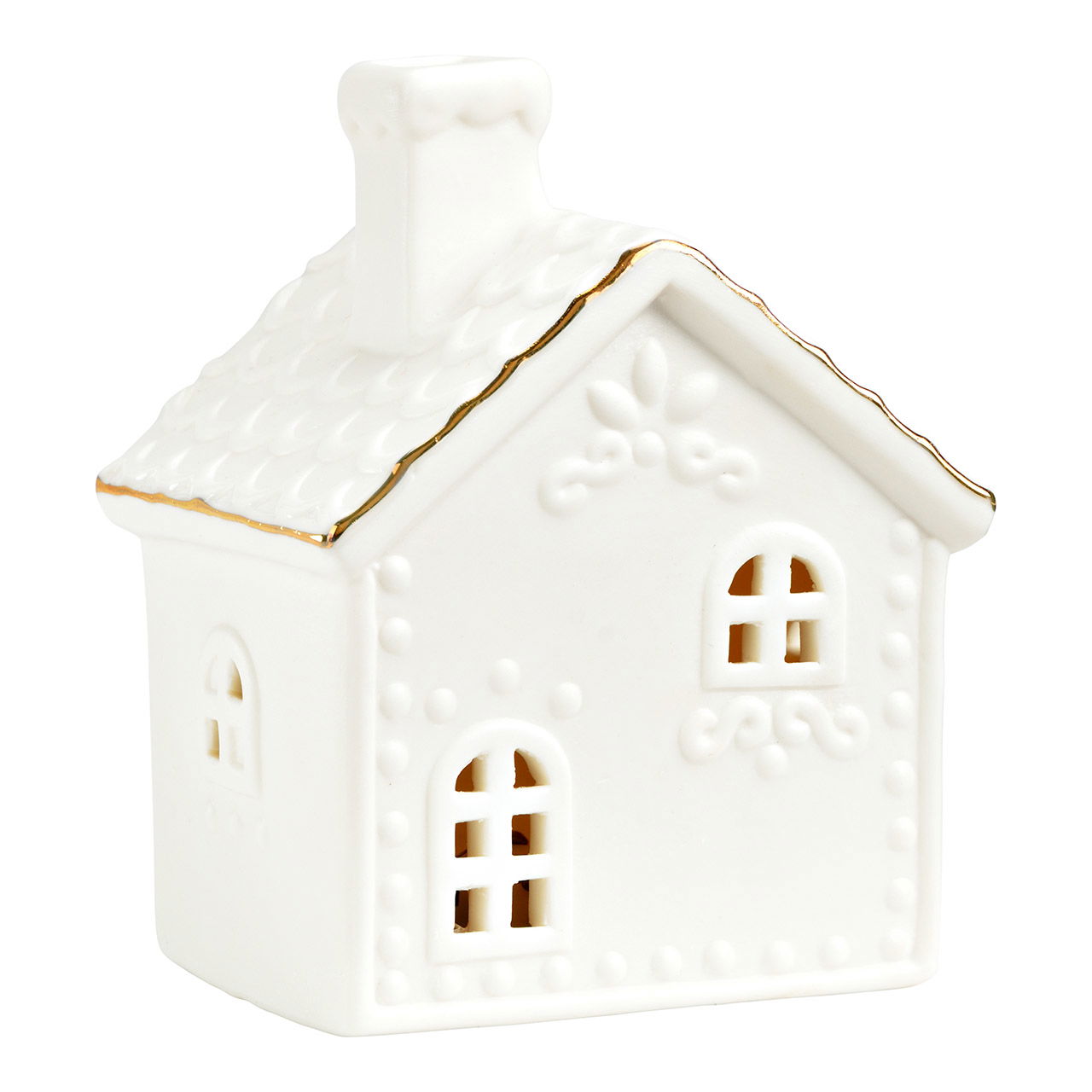 LED house (excl. 3xLR44) made of porcelain, white (W/H/D) 10x12x8cm