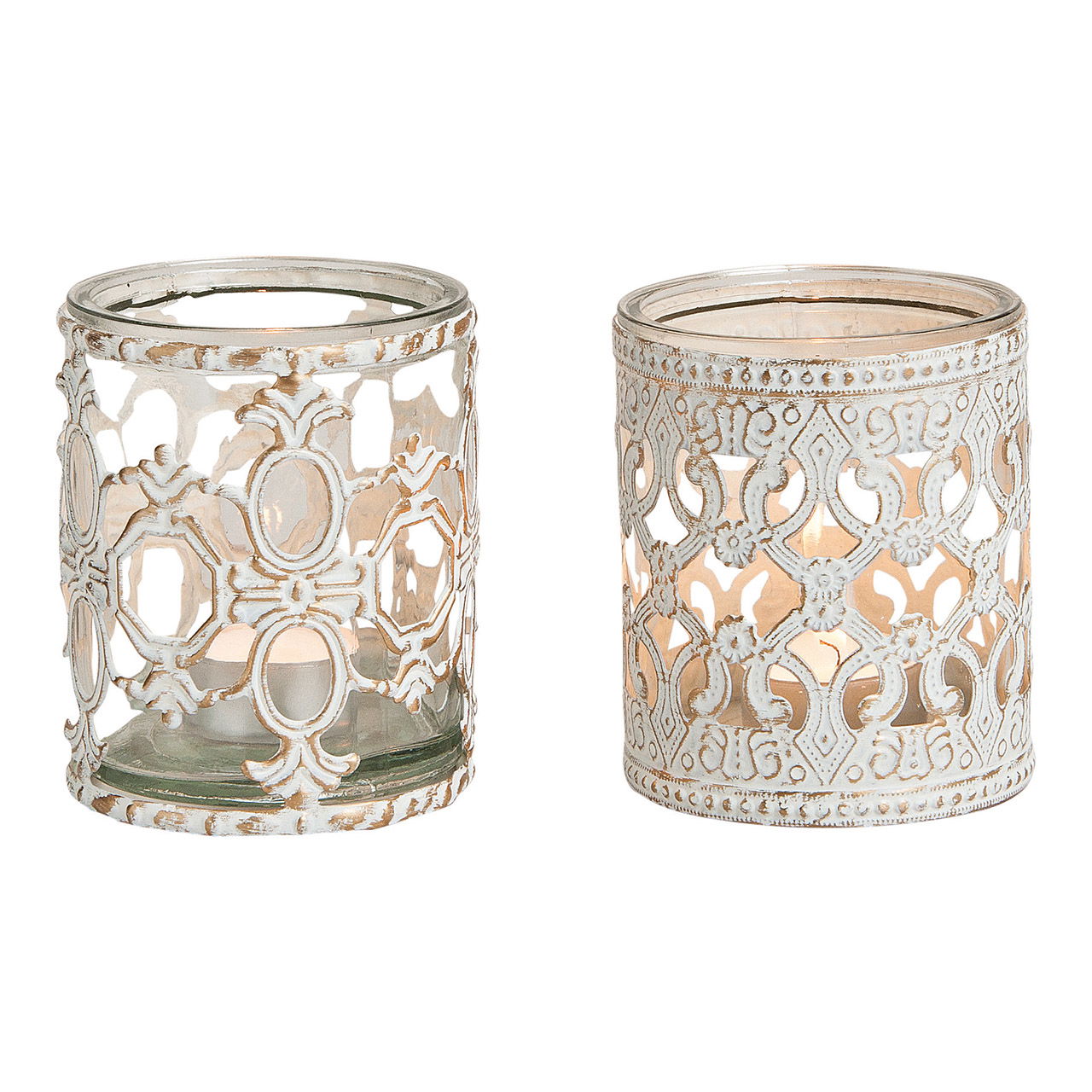 Windlicht Barock aus Glas, 2-fach sortiert, B10 x T8 cm