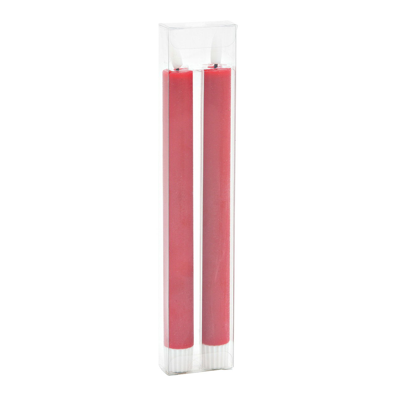 Set de 2 bougies LED à tige, en cire rouge (L/H/P) 2x24x2cm Fonctionnement sur piles 2xAA non incluses