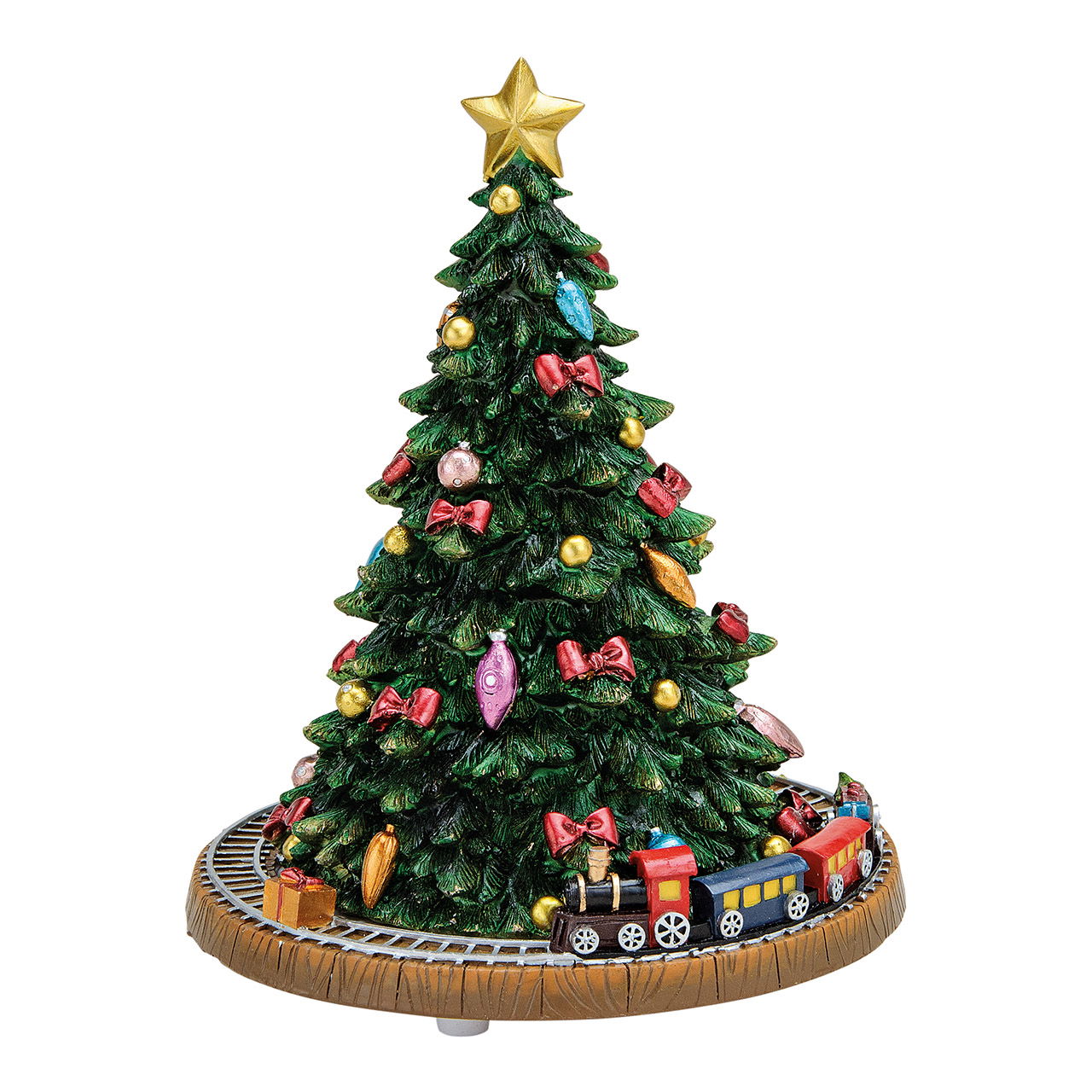 Spieluhr Baum mit Beweglich Zug , aus Poly (B/H/T) 15x18x15 cm