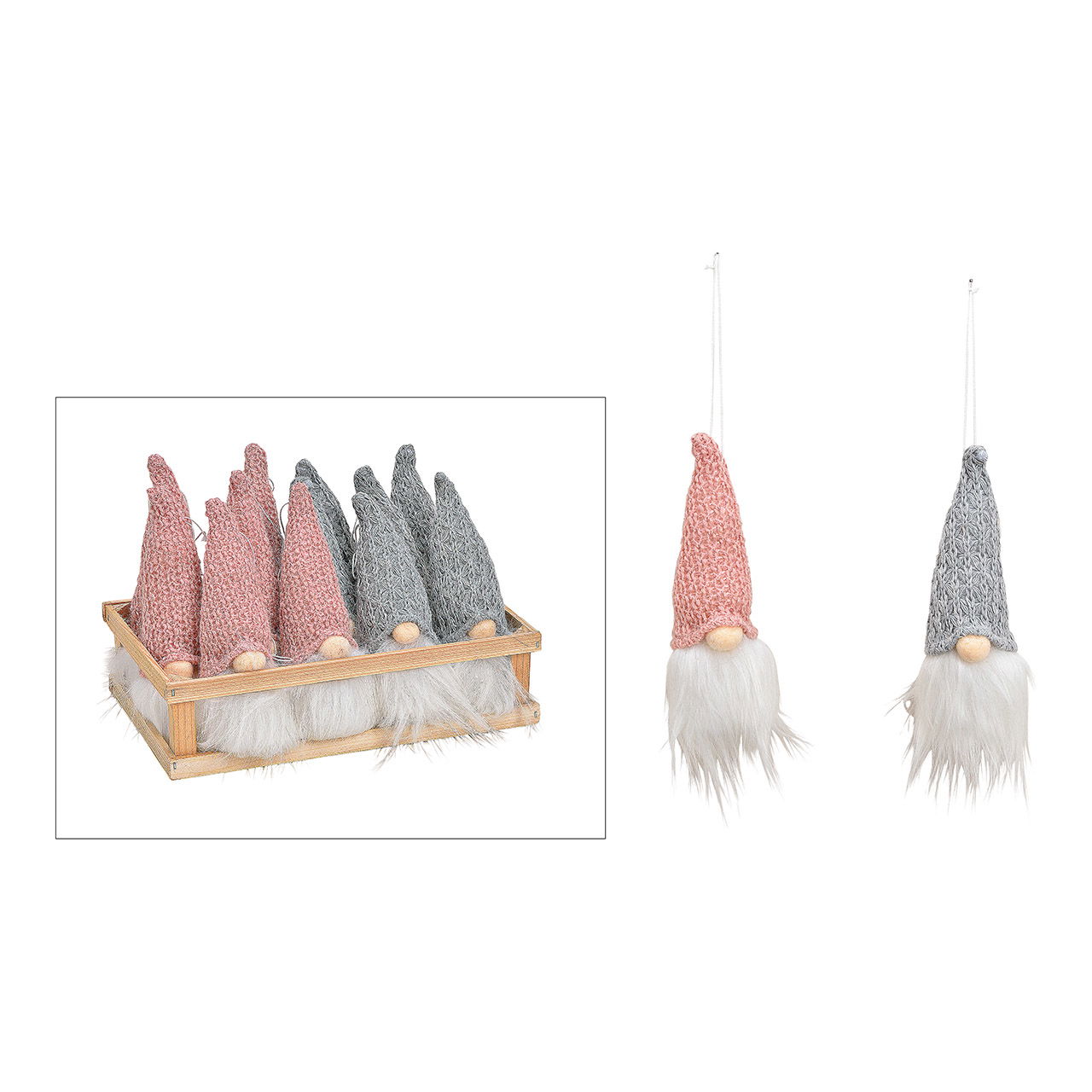 Hänger Wichtel aus Textil, Kunststoff Pink/Rosa, grau 2-fach, (B/H/T) 7x17x6cm