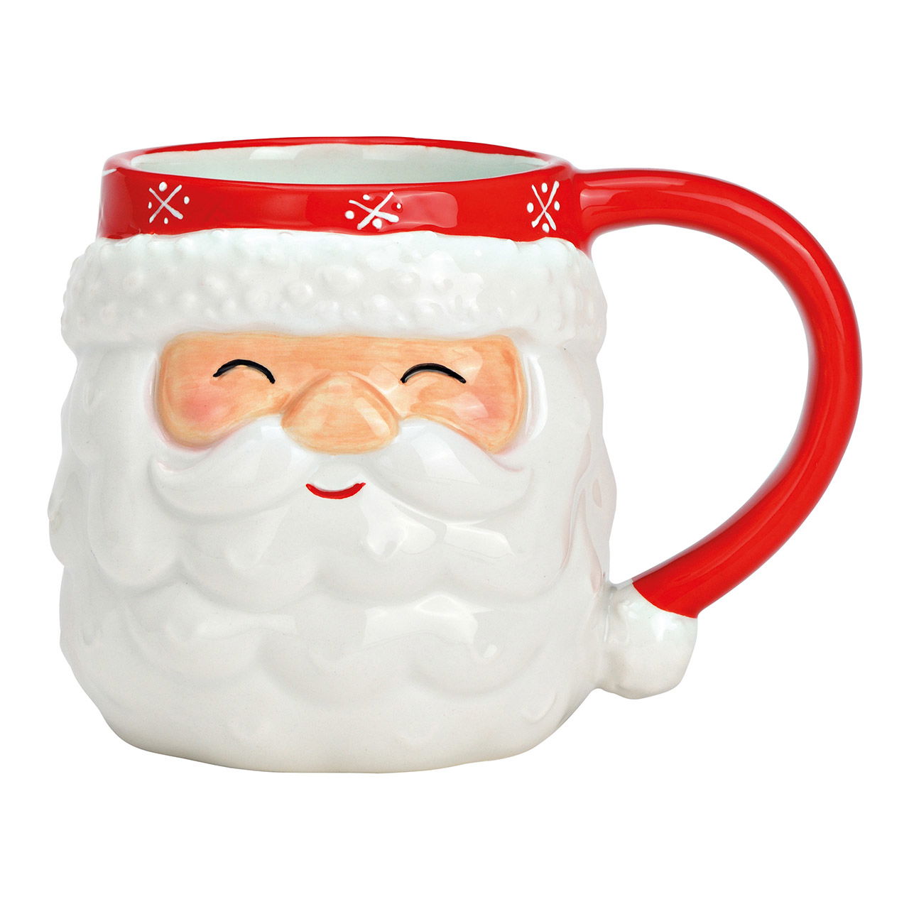 Gobelet Saint-Nicolas décor 3D en céramique, rouge/blanc (L/H/P) 15x10x9cm 400ml