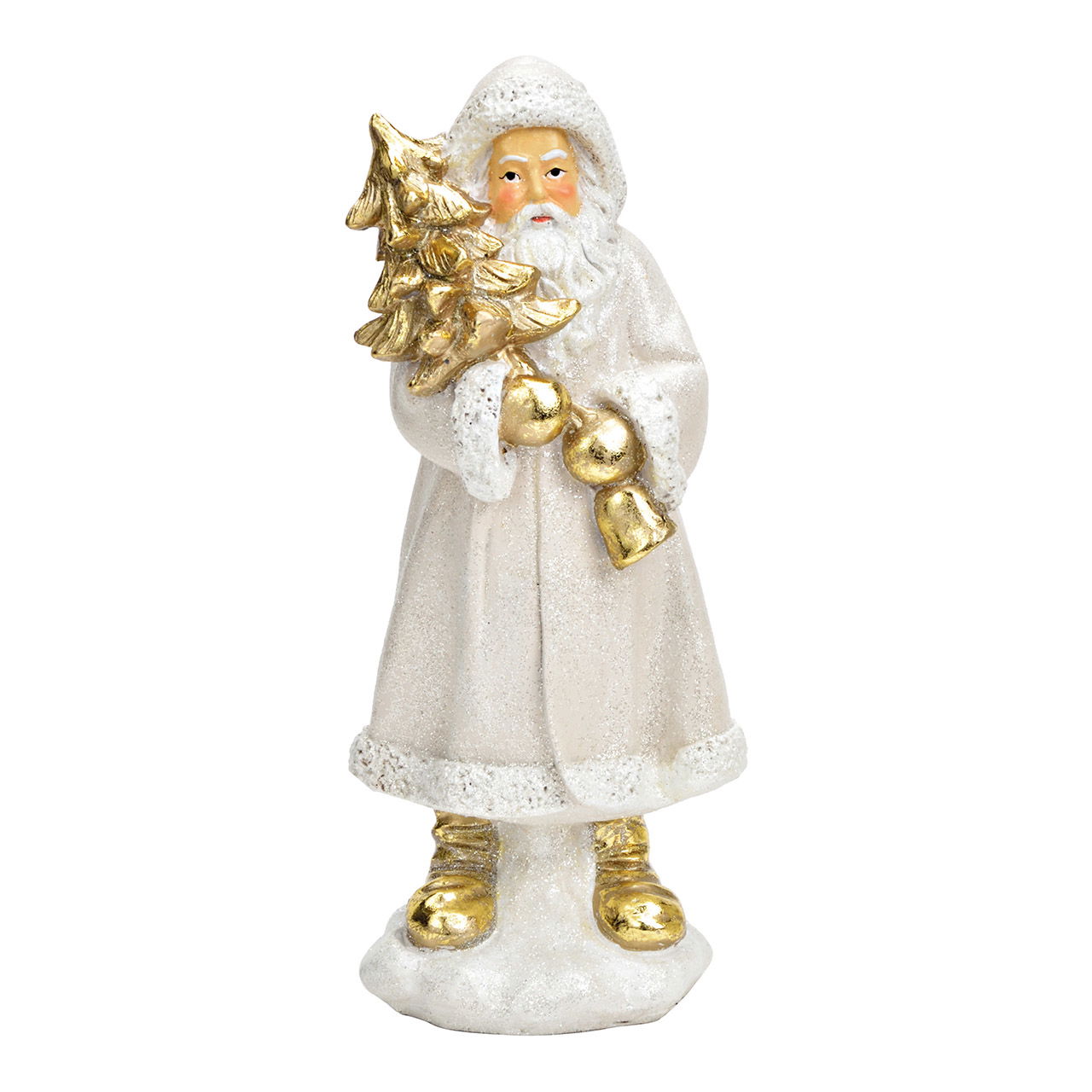Babbo Natale con glitter in polietilene bianco, (L/H/D) 12x26x11cm