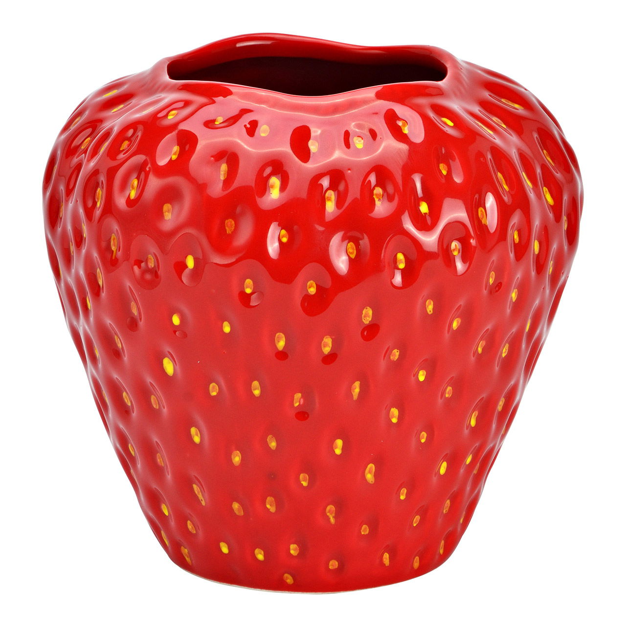 Aardbeivaas van keramiek, rood (B/H/D) 16x17x17cm