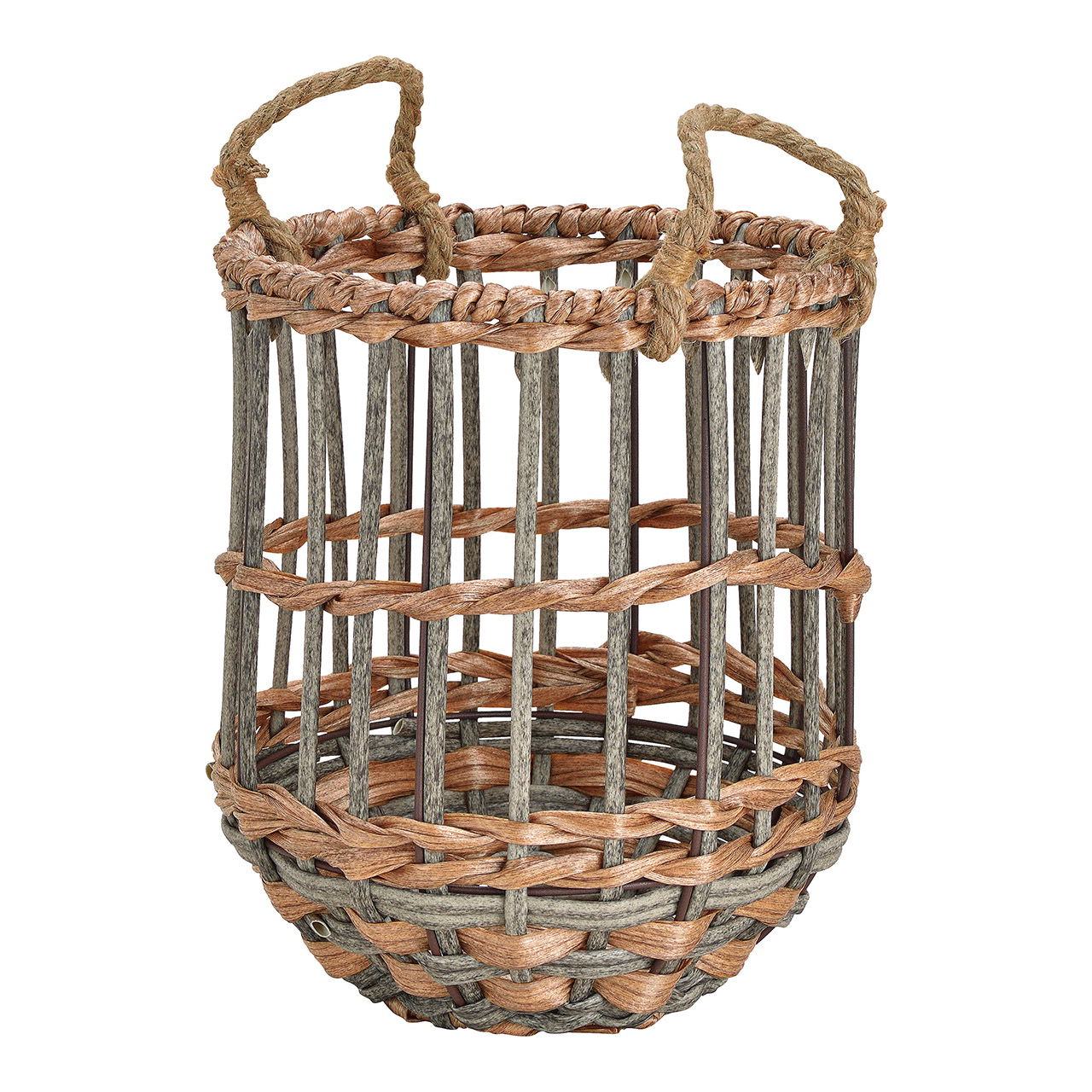 Corbeille tressée en plastique brun (L/H/P) 23x28x23cm