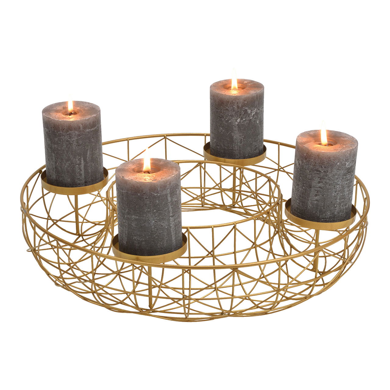 Corona de Adviento cesta de metal, oro (A/A/A) 40x8x40cm