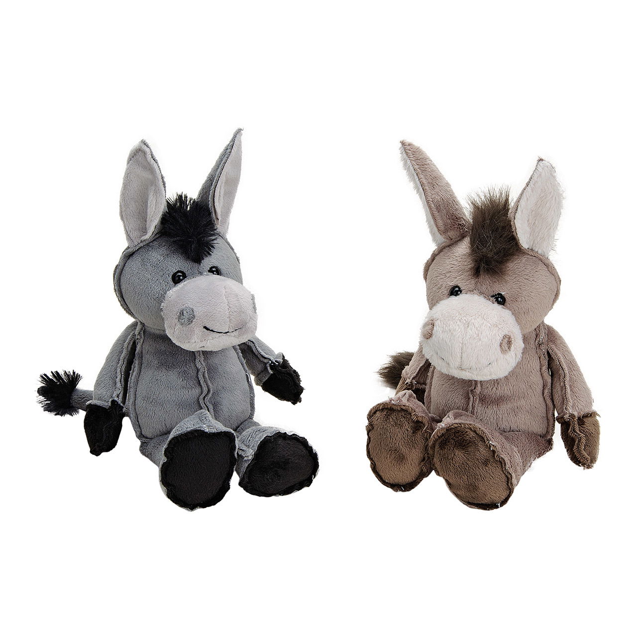 Asino grigio/marrone in peluche, 2 assortiti, 22 cm