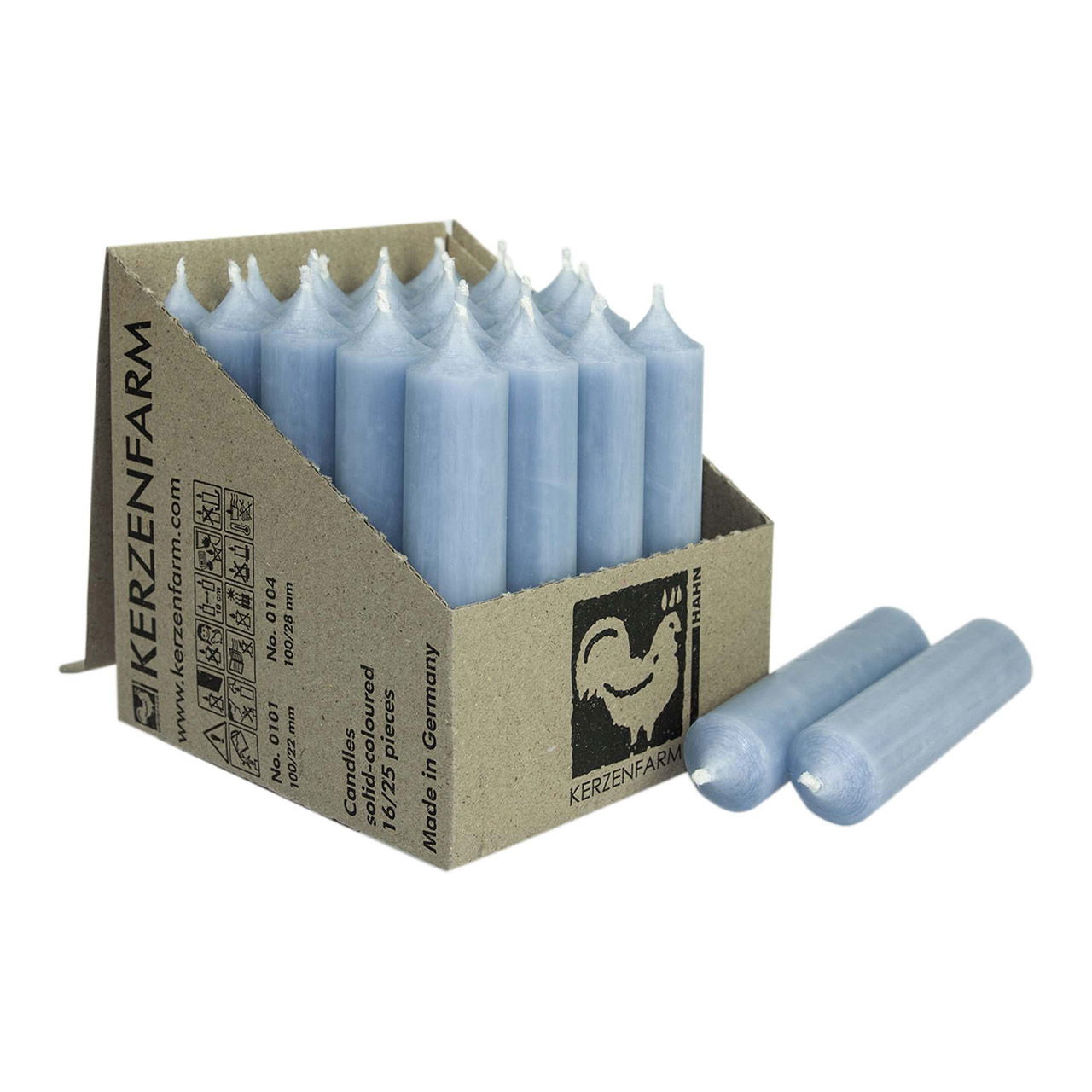 Bougie teintée dans la masse en cire bleu tourterelle (H) 10cm Ø2cm Durée de combustion env. 4 heures